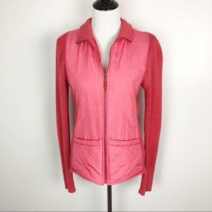 J. McLaughlin Pink Silk Quilted Zip Up Jacket